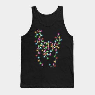 Rock on Hand - Christmas Lights - Pajamas Ugly Xmas Tank Top